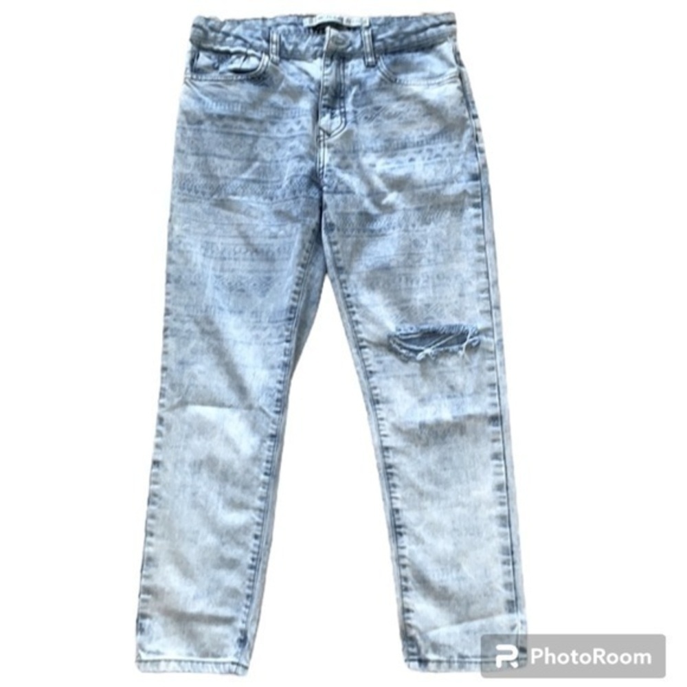 ZARA | WOMEN’S (PREMIUM WASH COLLECTION) WITH BOHO PATTERN BLUE JEANS SIZE 02